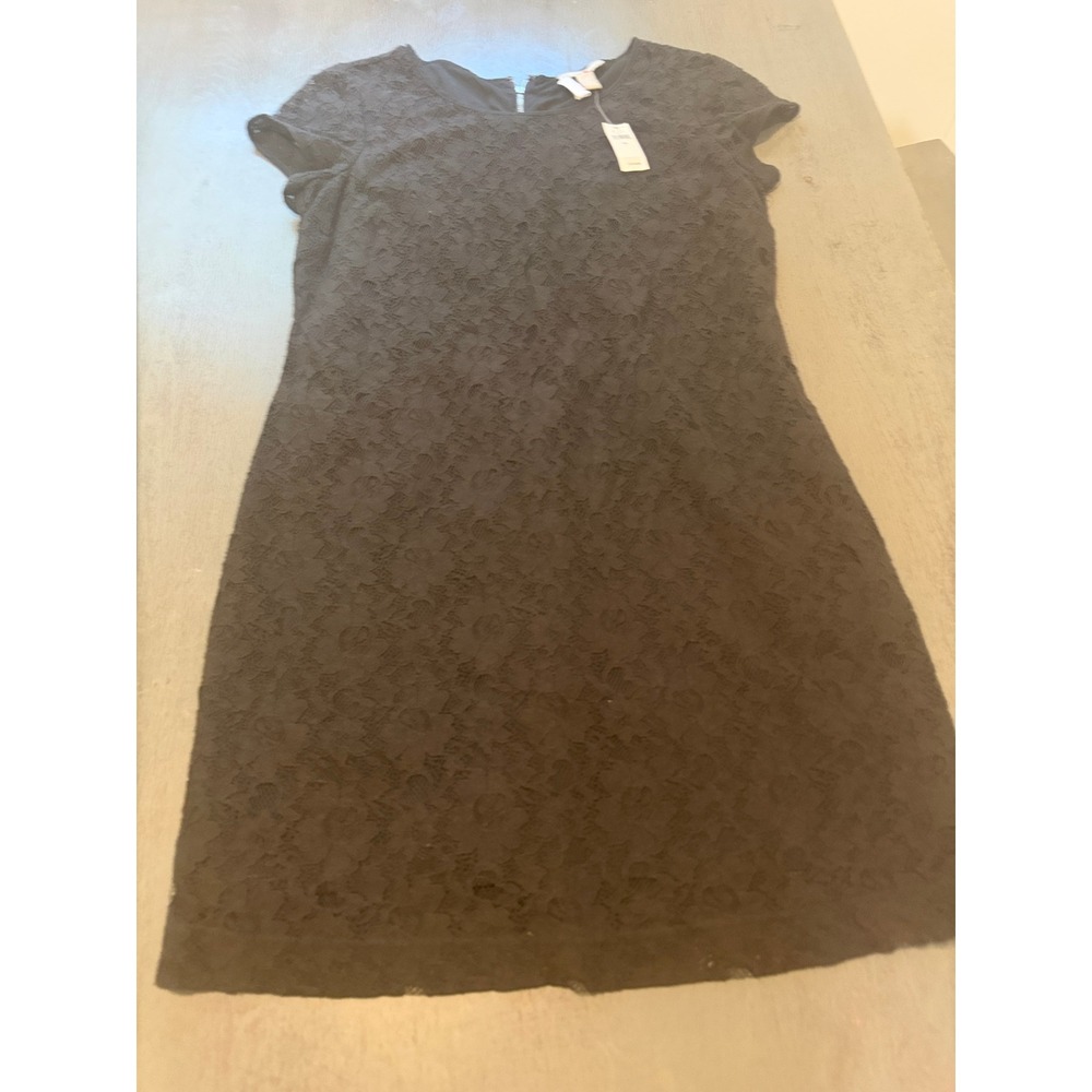 Banana Republic Black Floral Lace Shift Dress Short Sleeve Size 14 NWT